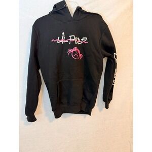 Lil Peep Black Graphic Hoodie Pink Sad Girl Logo Pullover Sweatshirt Small